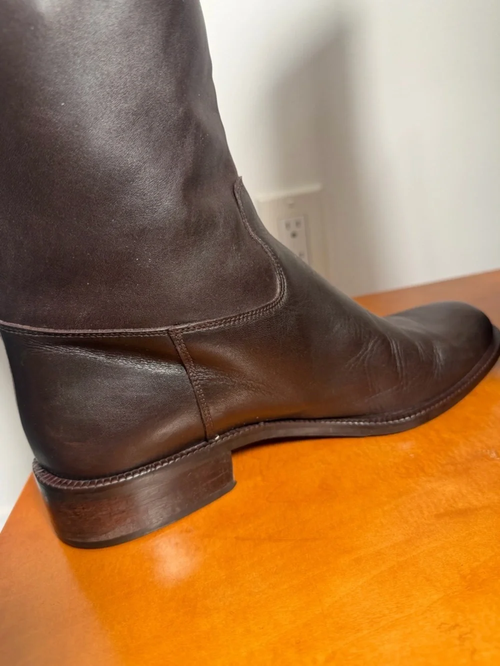 Prada Style Cappuccino Brown Riding Boots Size 9.5 Wide Calf
